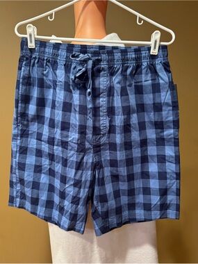 Nautica Navy and Light Blue Checked Swim Trunks